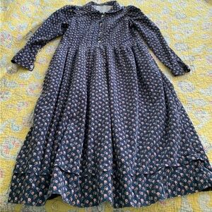 Home made Blue and Pink Floral Dress in Corduroy Cotton (Laura Ashley pattern?)